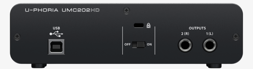 Behringer umc 202 hd rear | the best audio interfaces under $200 (2025)| the audiophile academy