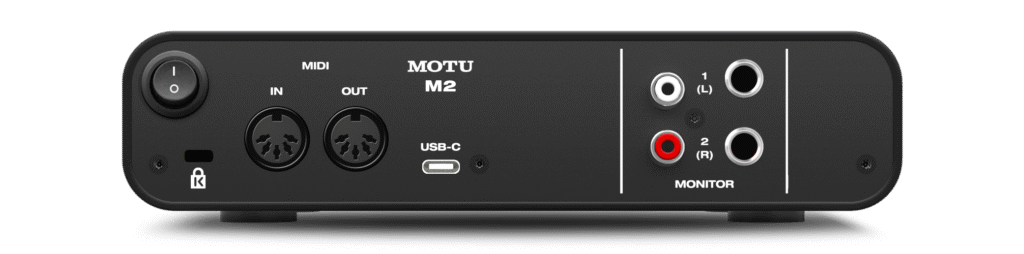 motu m2 rear | the best audio interfaces under $200 (2025)| the audiophile academy